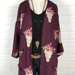 Bulls head kimono - plum/ purple - size: fits most